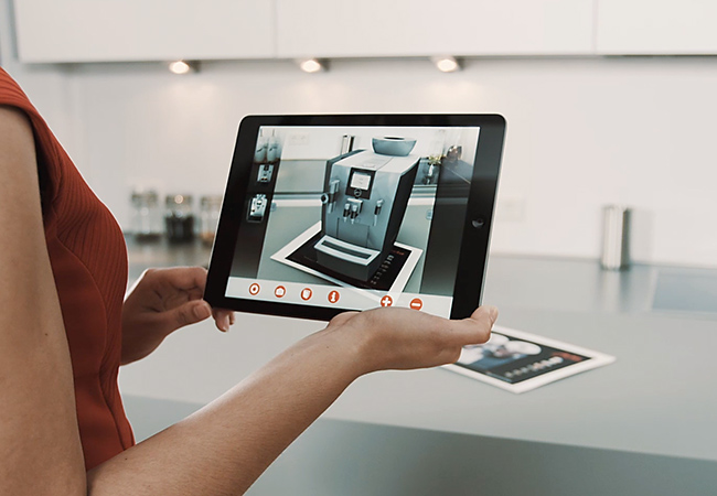 iPad mit 3D Modellierung von Jura Kaffeemaschinen